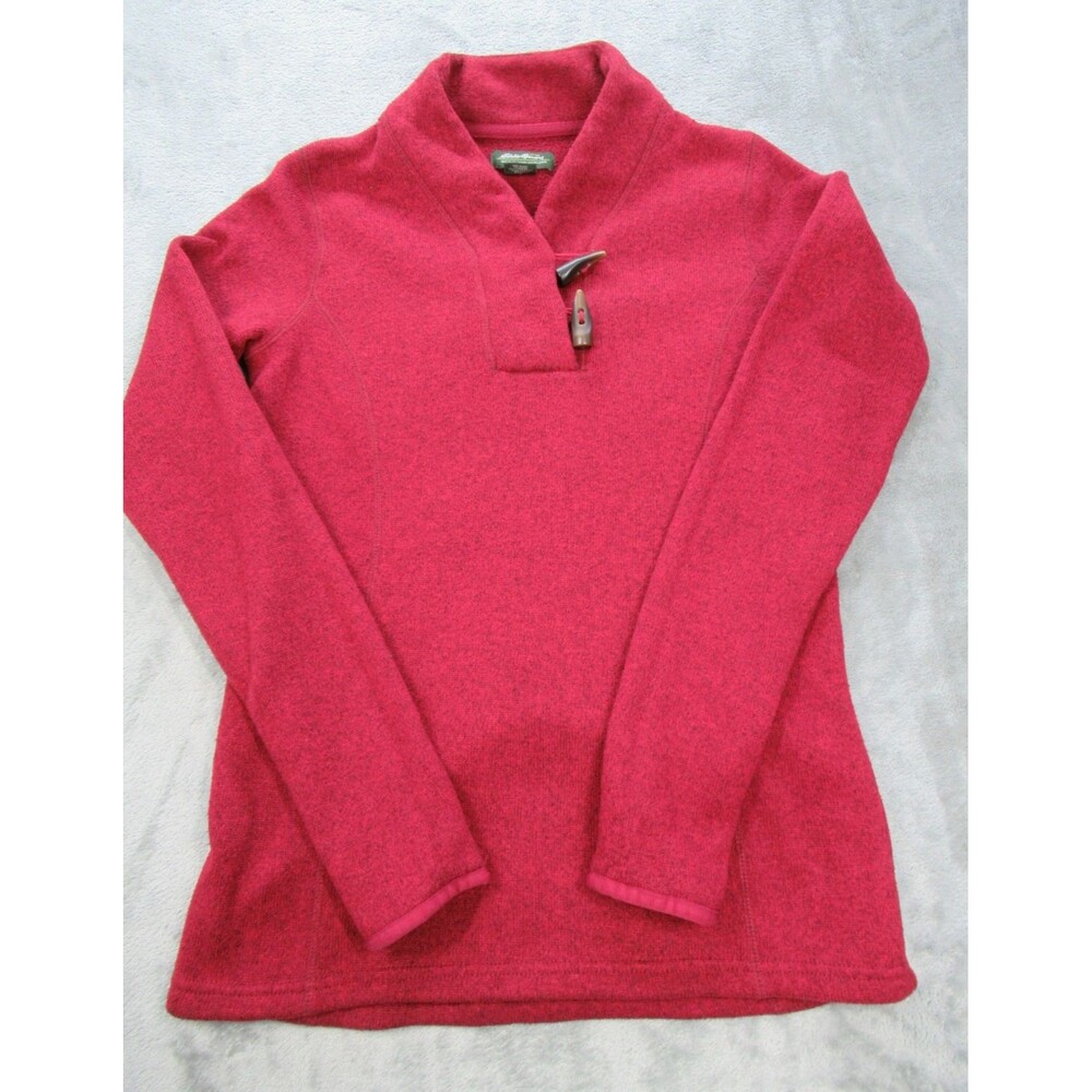 Eddie Bauer Sweater Women’s Sz. Small Marled Red Pullover Shawl Collar Toggle